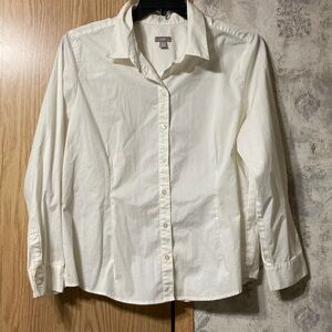 J.Jill Women’s Size Stretch XL PetiteClassic Cream Button-Up Shirt GUC